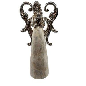 Season Of Glory Decorative Angel With Dove Home Décor Figurine 10" Tall Silver &